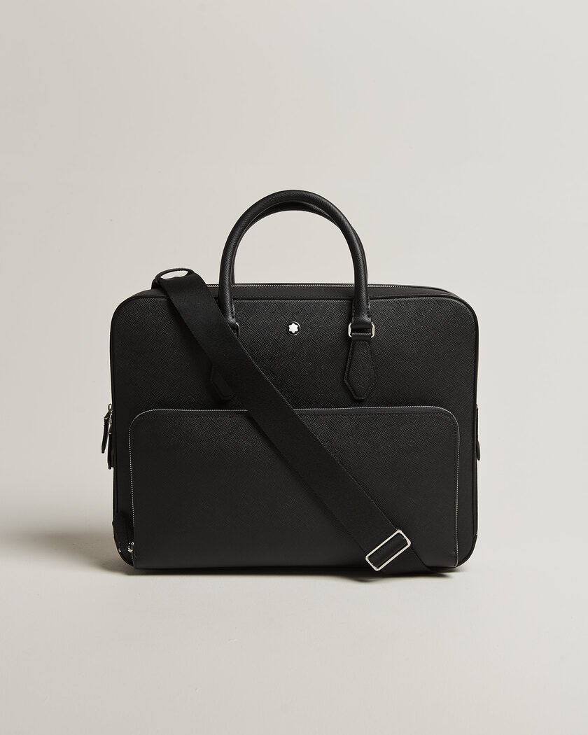 Montblanc Medium Sartorial Leather Briefcase with Pocket Black – Noir