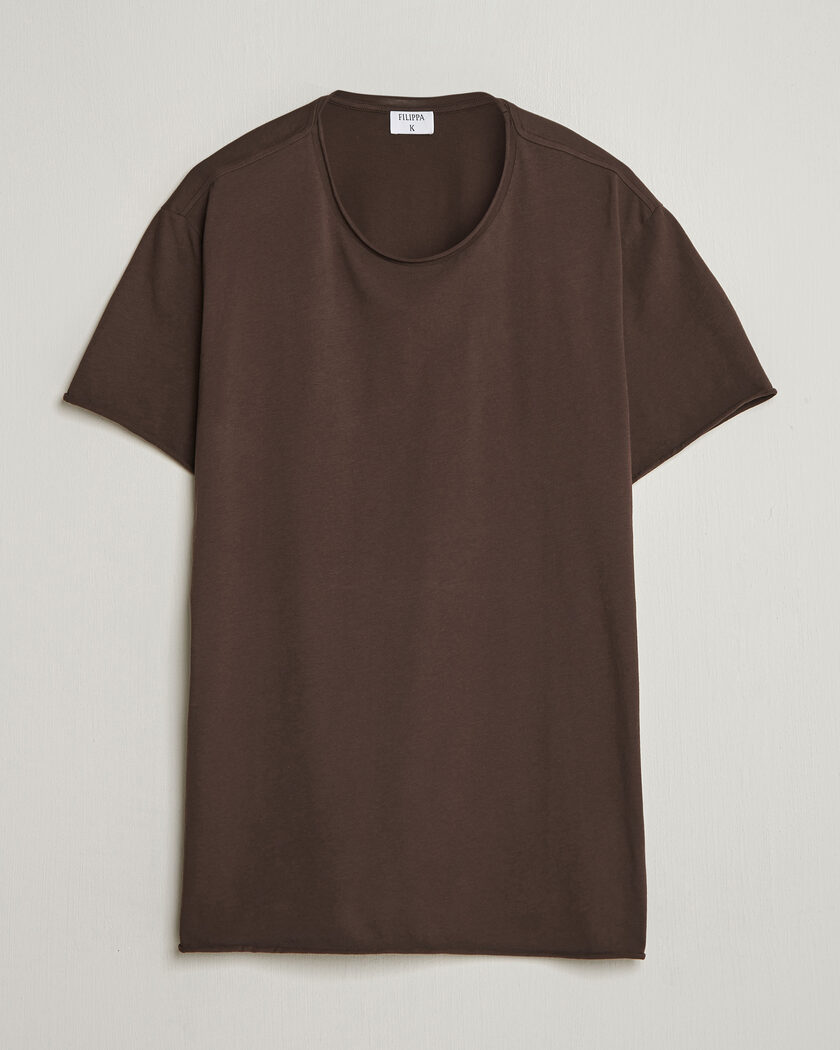 Filippa K Roll Neck Crew Neck T-Shirt Dark Chocolate – Marron