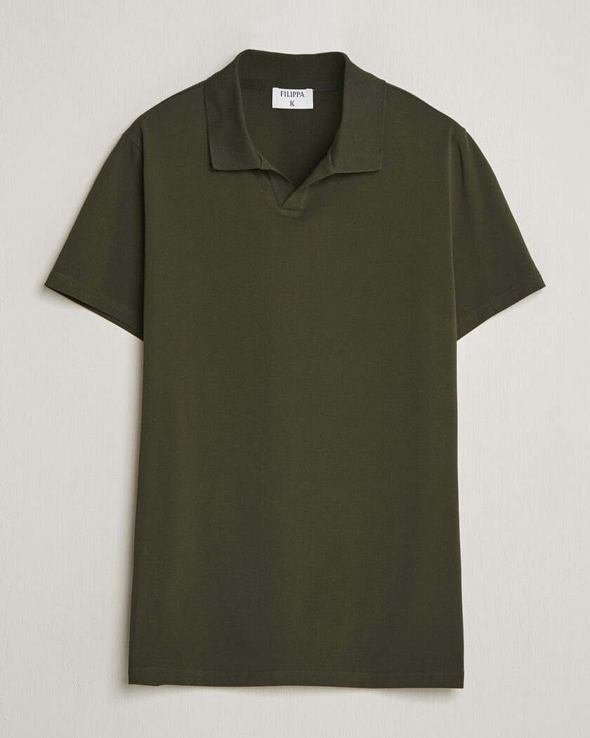 Filippa K Soft Lycra Polo T-Shirt Midnight Olive – Vert