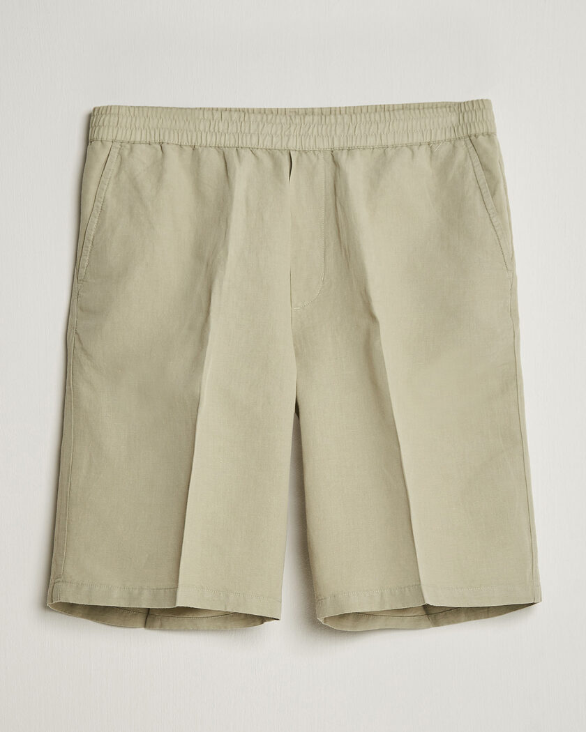Filippa K Theo Relaxed Linen/Cotton Drawstring Shorts Light Green – Vert