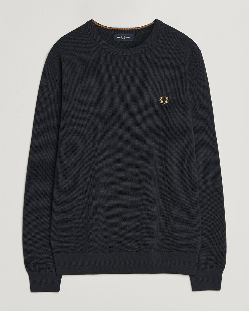 Fred Perry Piqué Stitched Sweater Navy – Bleu