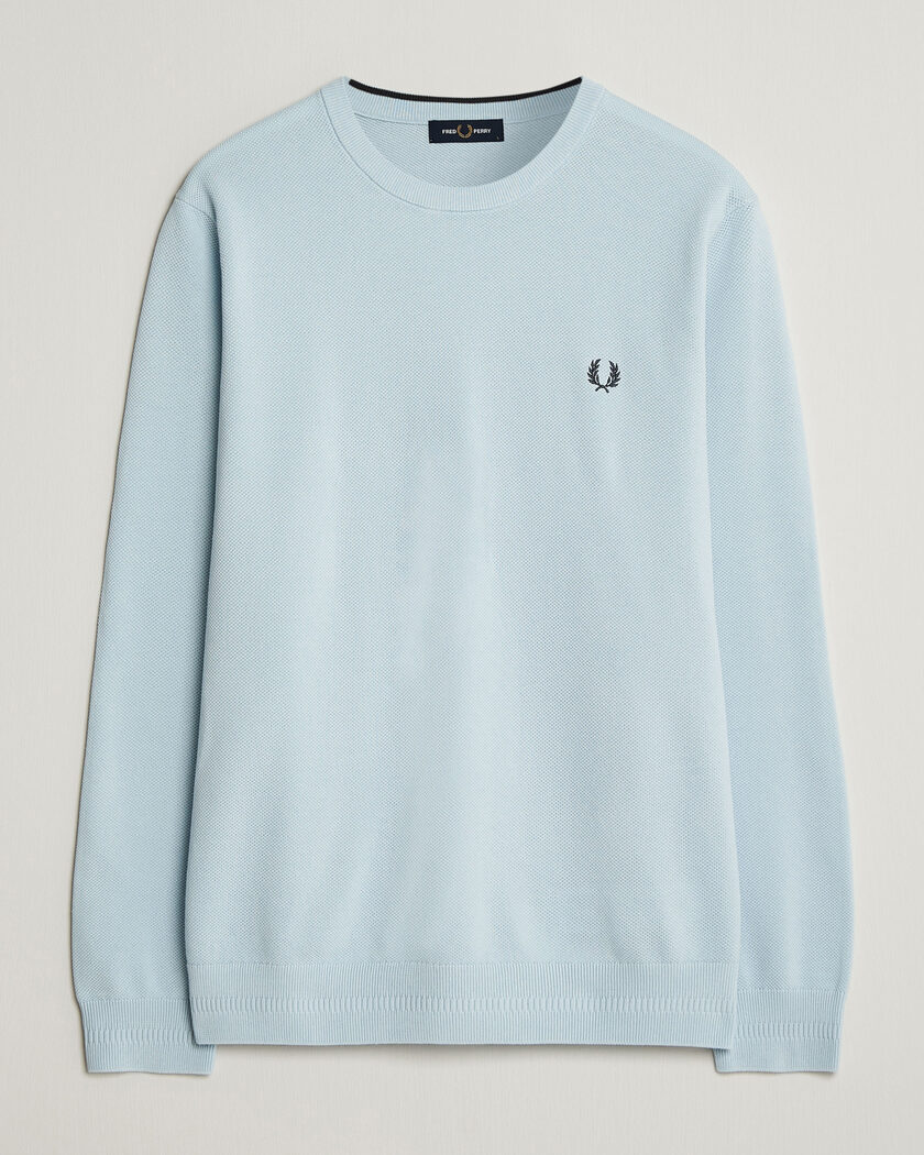 Fred Perry Piqué Stitched Sweater Light Ice – Bleu