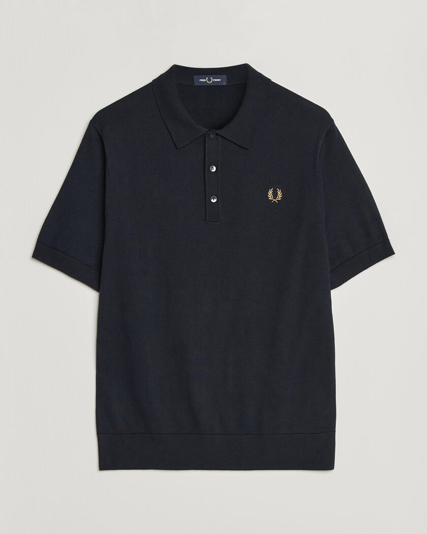Fred Perry Cotton Knitted Polo Navy – Bleu