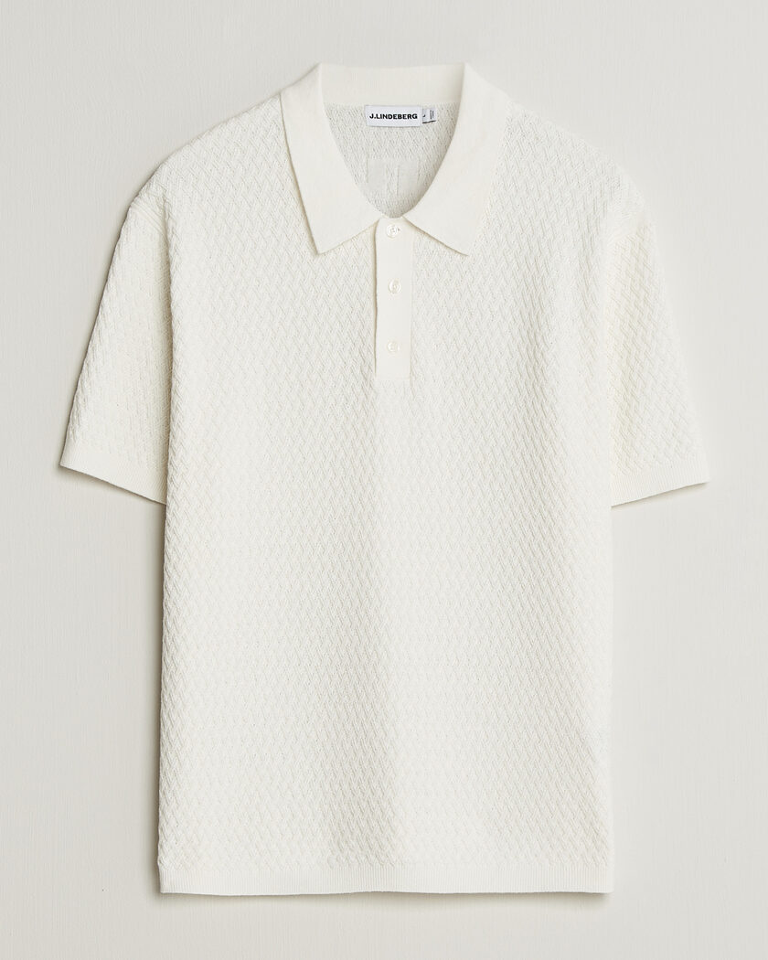 J.Lindeberg Jacques Structured Knitted Polo Tofu – Blanc