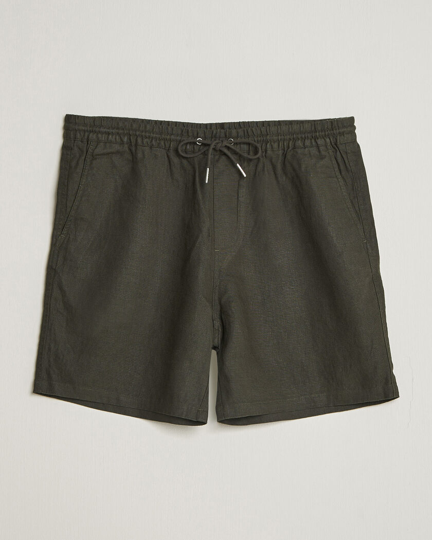 NN07 Gregor Linen Drawstring Shorts Dark Army – Vert
