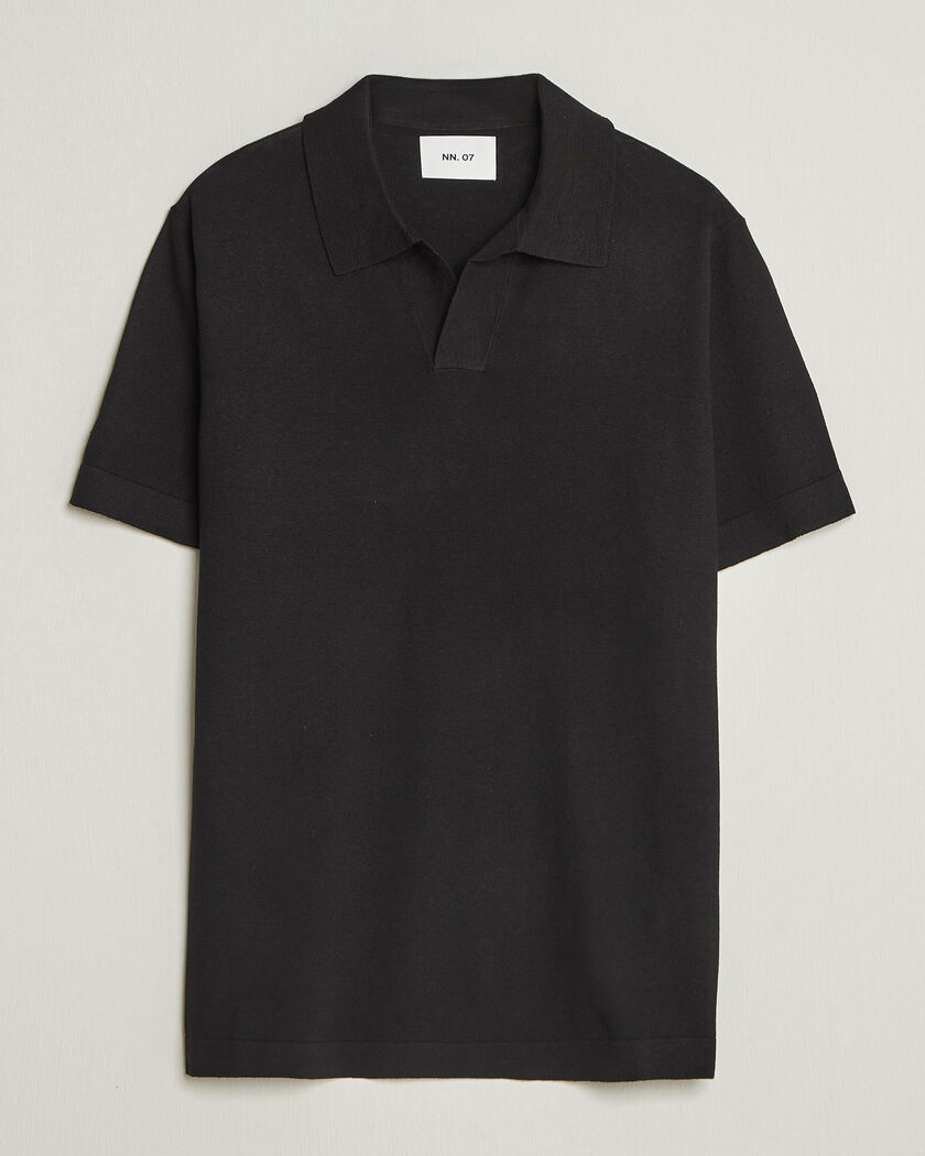  NN07 Ryan Cotton/Linen Polo Black – Noir