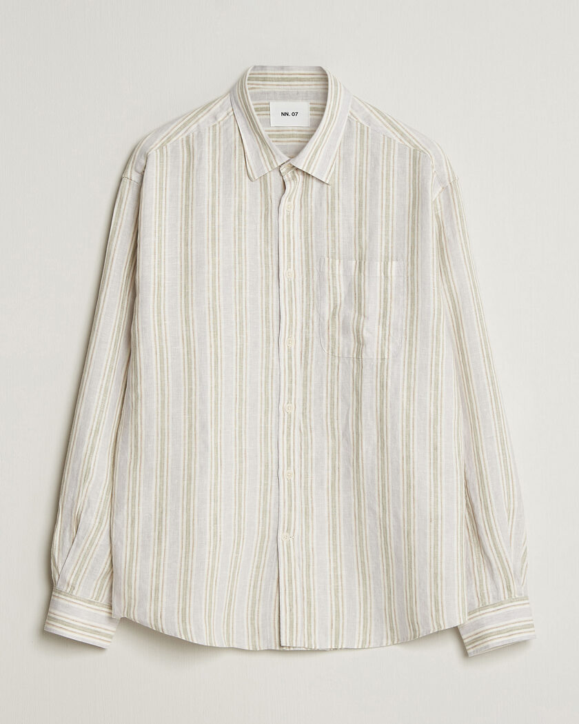 NN07 Deon Linen Shirt Mint Stripe – Multicolore