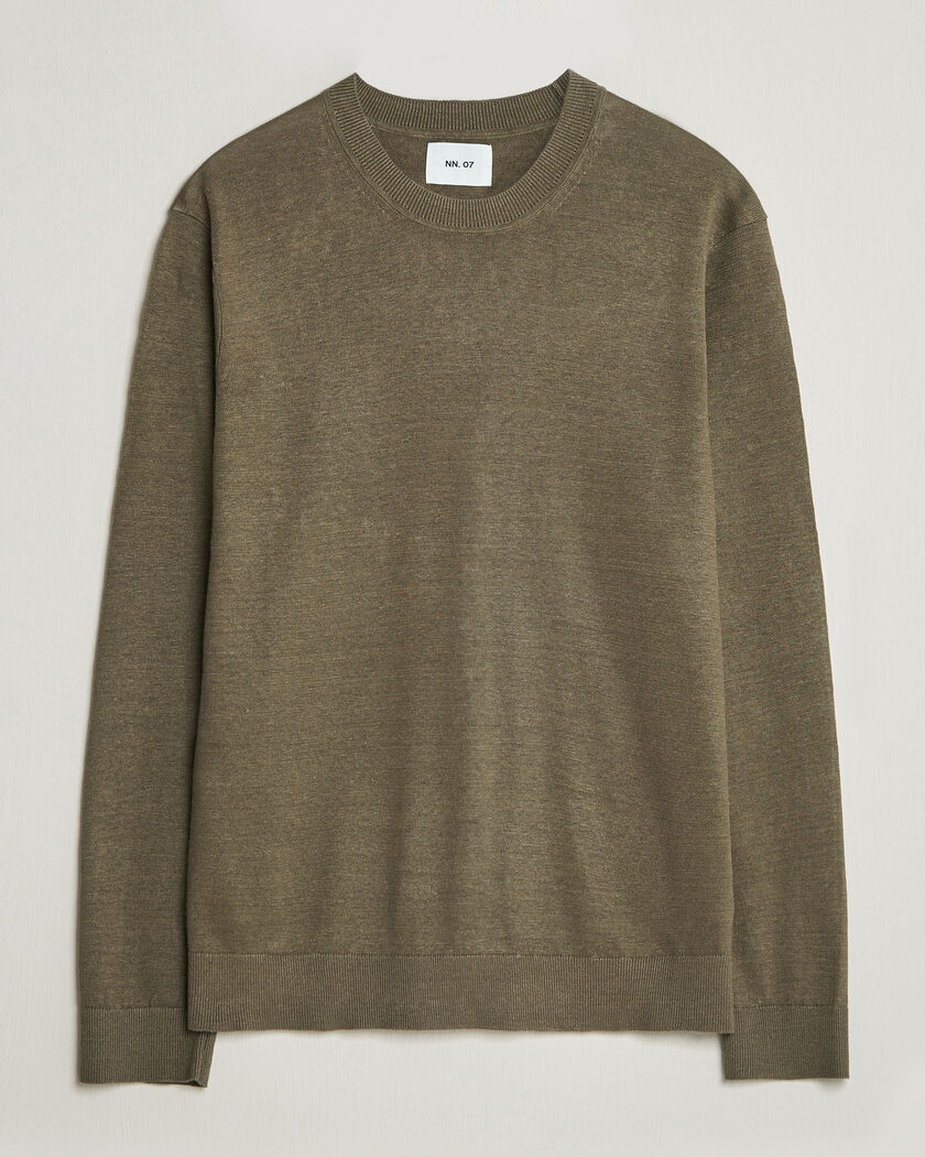 NN07 Ted Linen Knitted Sweater Capers Green – Vert
