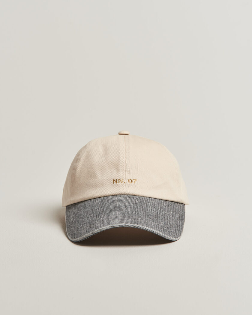 NN07 Logo Cap Grey Denim – Beige