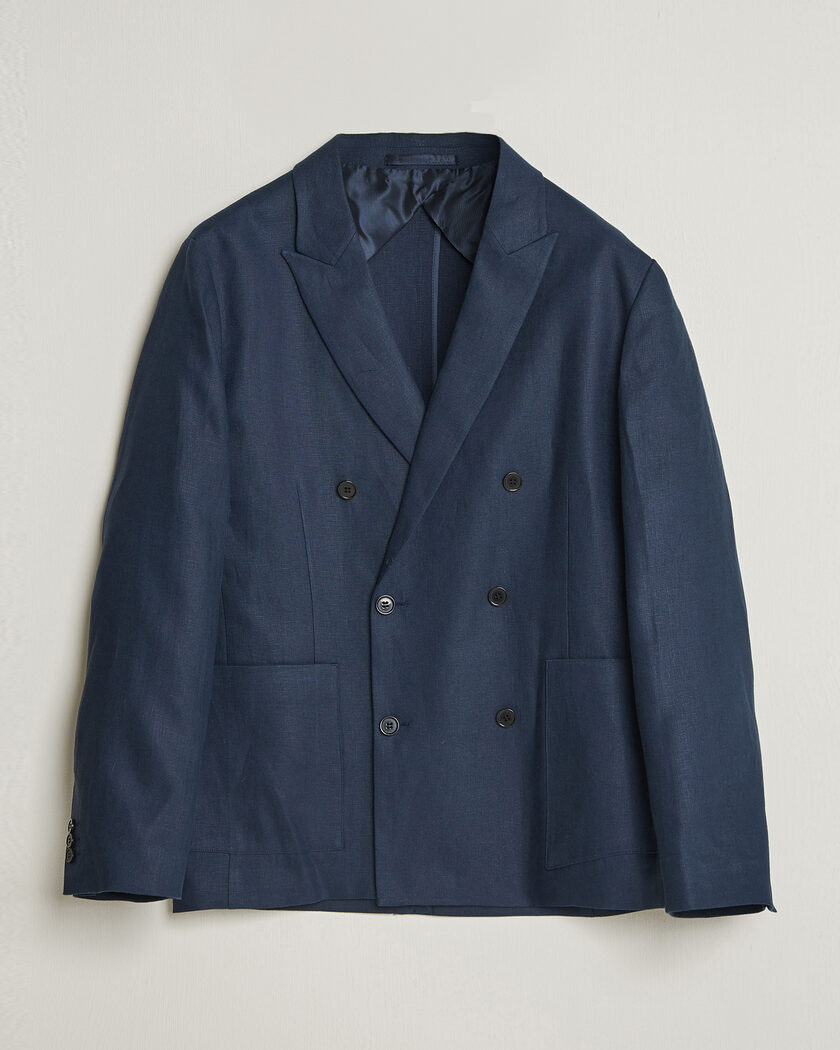 NN07 Jordin Linen Double Breasted Blazer Navy Blue – Bleu