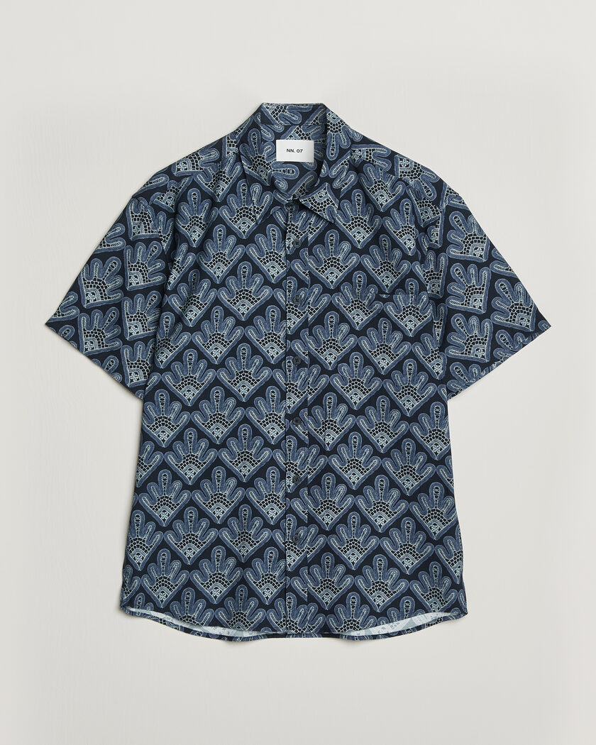 NN07 Deon Printed Short Sleeve Shirt Navy Blue – Bleu