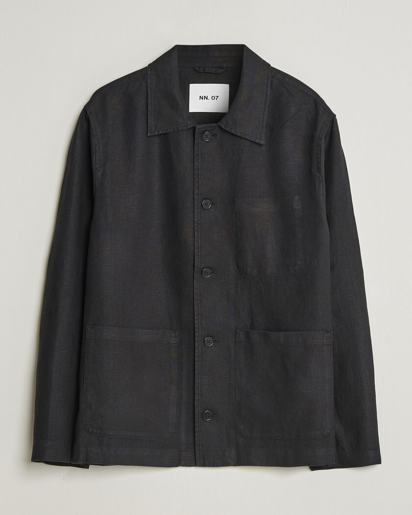 NN07 Morgan Linen Overshirt Black – Noir