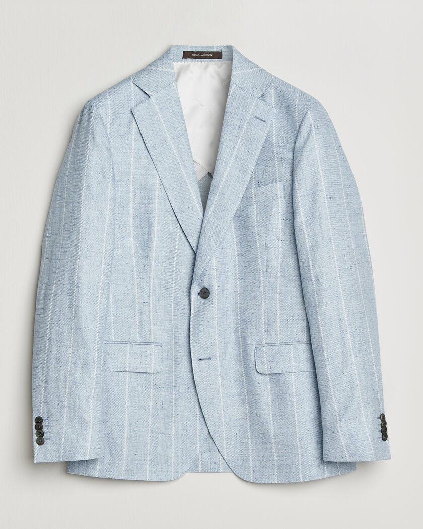 Oscar Jacobson Ferry Soft Linen/Cotton Blazer Light Blue – Bleu