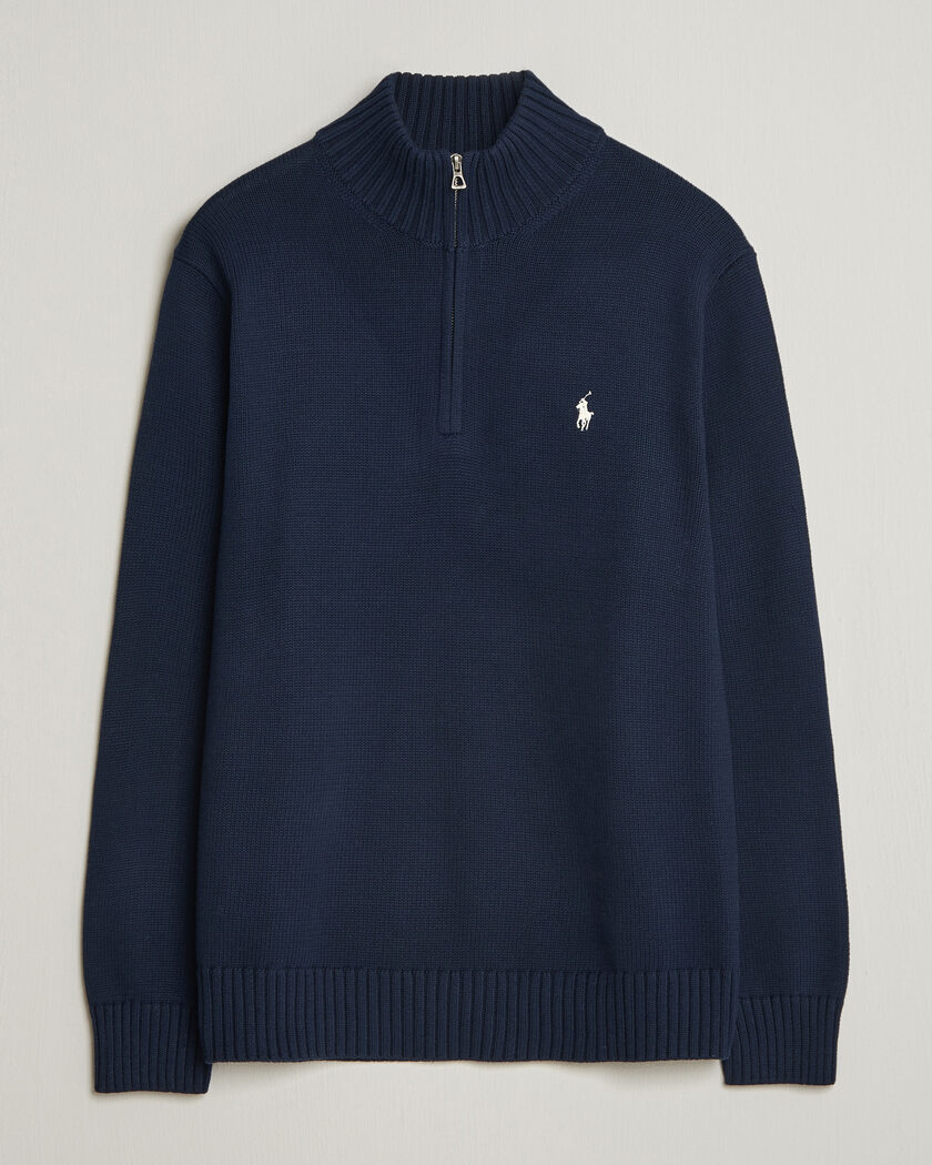 Polo Ralph Lauren Cotton Crew Neck Half-Zip Hunter Navy – Bleu