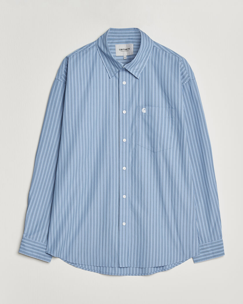 Carhartt WIP Keen Striped Cotton Poplin Shirt Curacao – Bleu