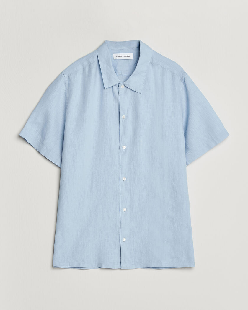 Samsøe Samsøe Avan Linen Short Sleeve Shirt Windsurfer – Bleu