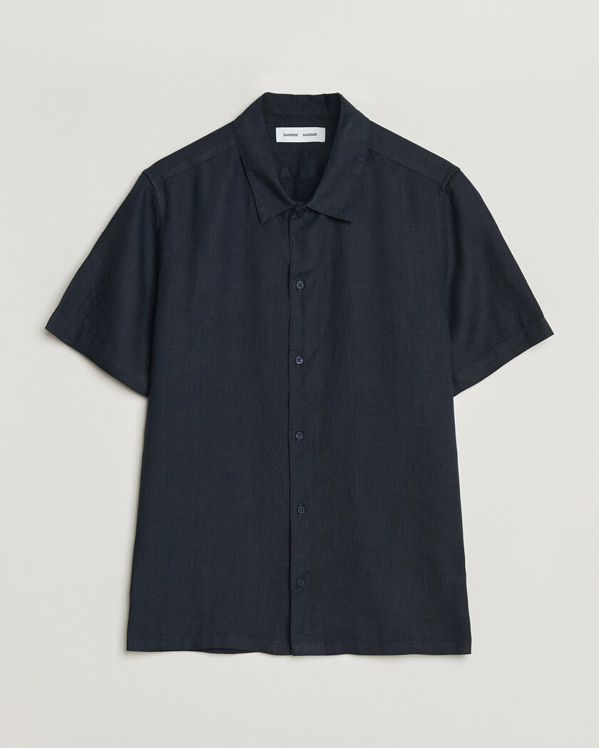 Samsøe Samsøe Avan Linen Short Sleeve Shirt Salute Navy – Bleu