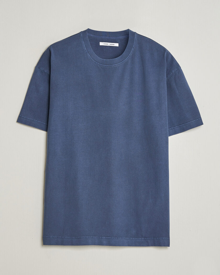 Samsøe Samsøe Joel Organic Washed Cotton T-Shirt Salute Navy – Bleu