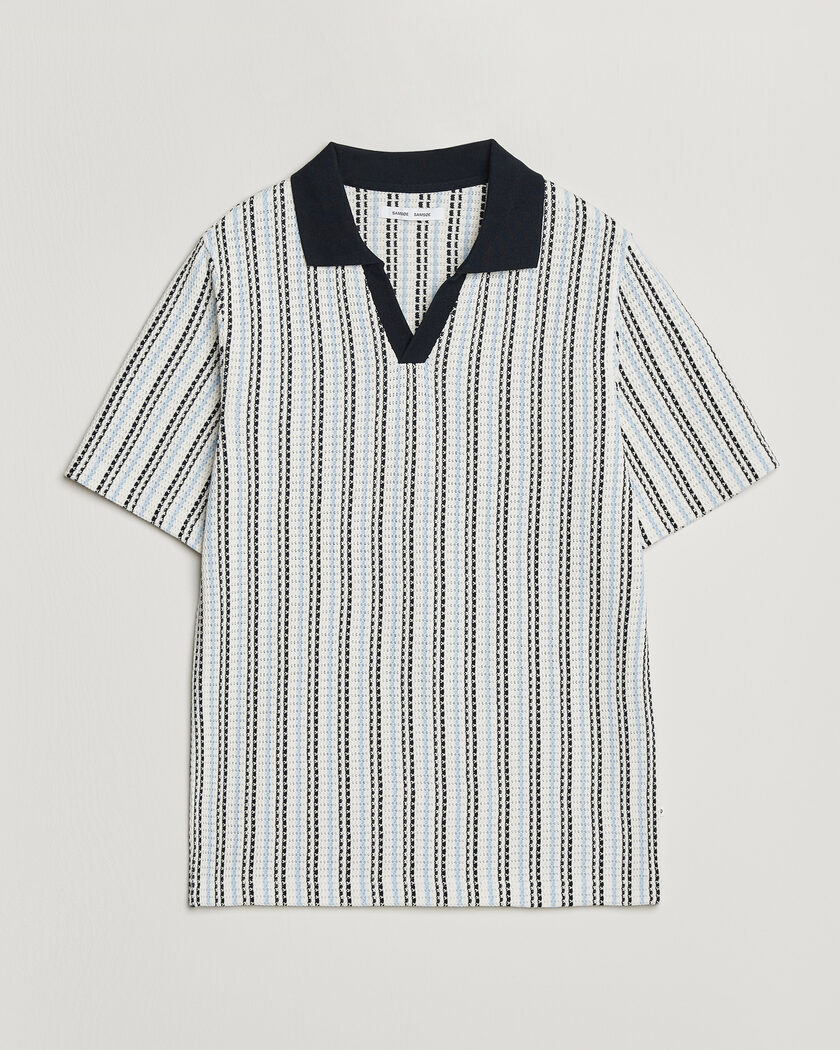 Samsøe Samsøe Mac Striped Knitted Polo Blue/White – Bleu