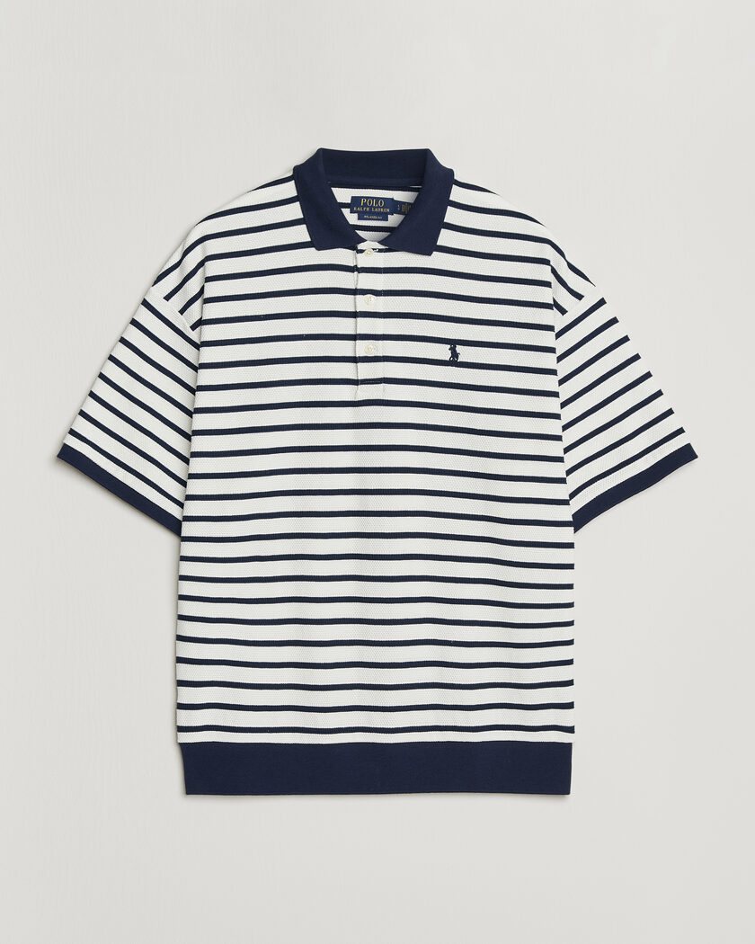 Polo Ralph Lauren Jacquard Interlock Striped Polo Nevis/Newport Navy – Blanc