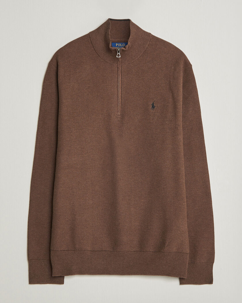 Polo Ralph Lauren Textued Half-Zip Nutmeg Brown Heather – Marron