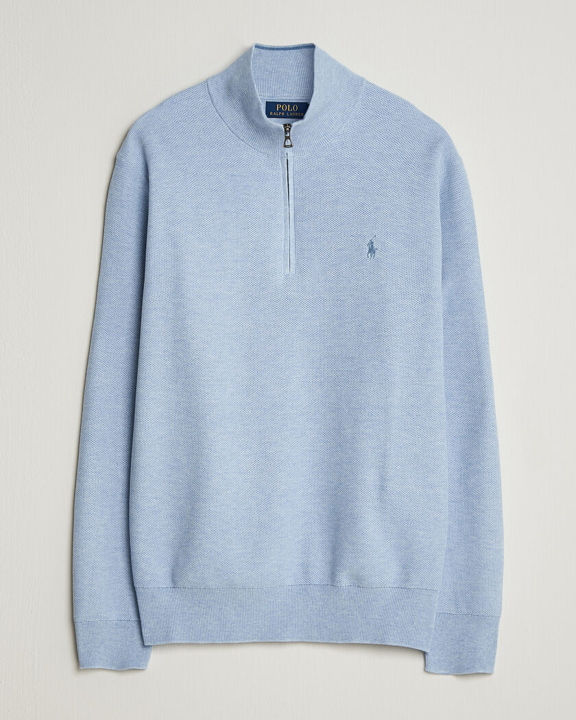 Polo Ralph Lauren Textured Half-Zip Blue Hyacinth Heather – Bleu