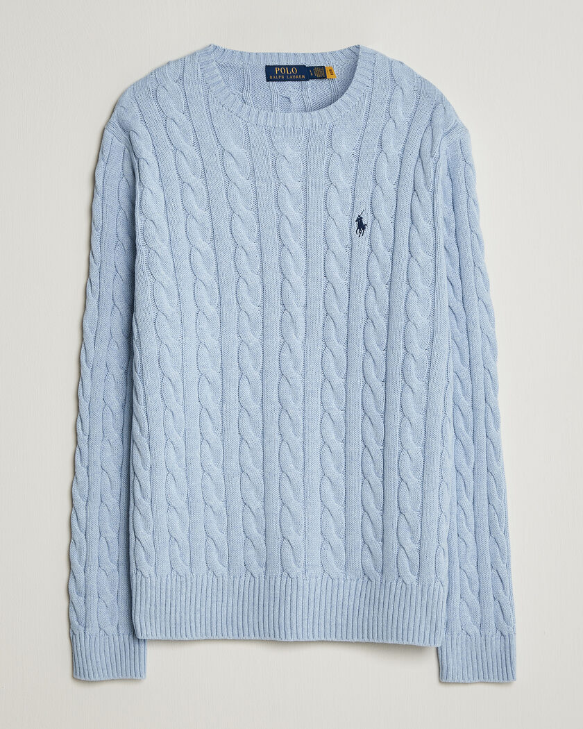 Polo Ralph Lauren Cotton Cable Pullover Blue Hyacinth Heather – Bleu