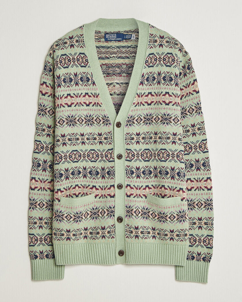 Polo Ralph Lauren Cotton/Linen Fairisle Cardigan Green Combo – Vert