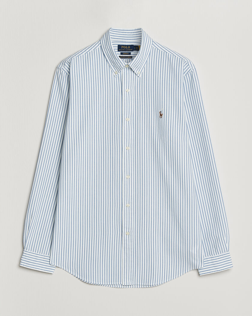 Polo Ralph Lauren Custom Fit Seersucker/Oxford Stripe Shirt White/Blue – Blanc