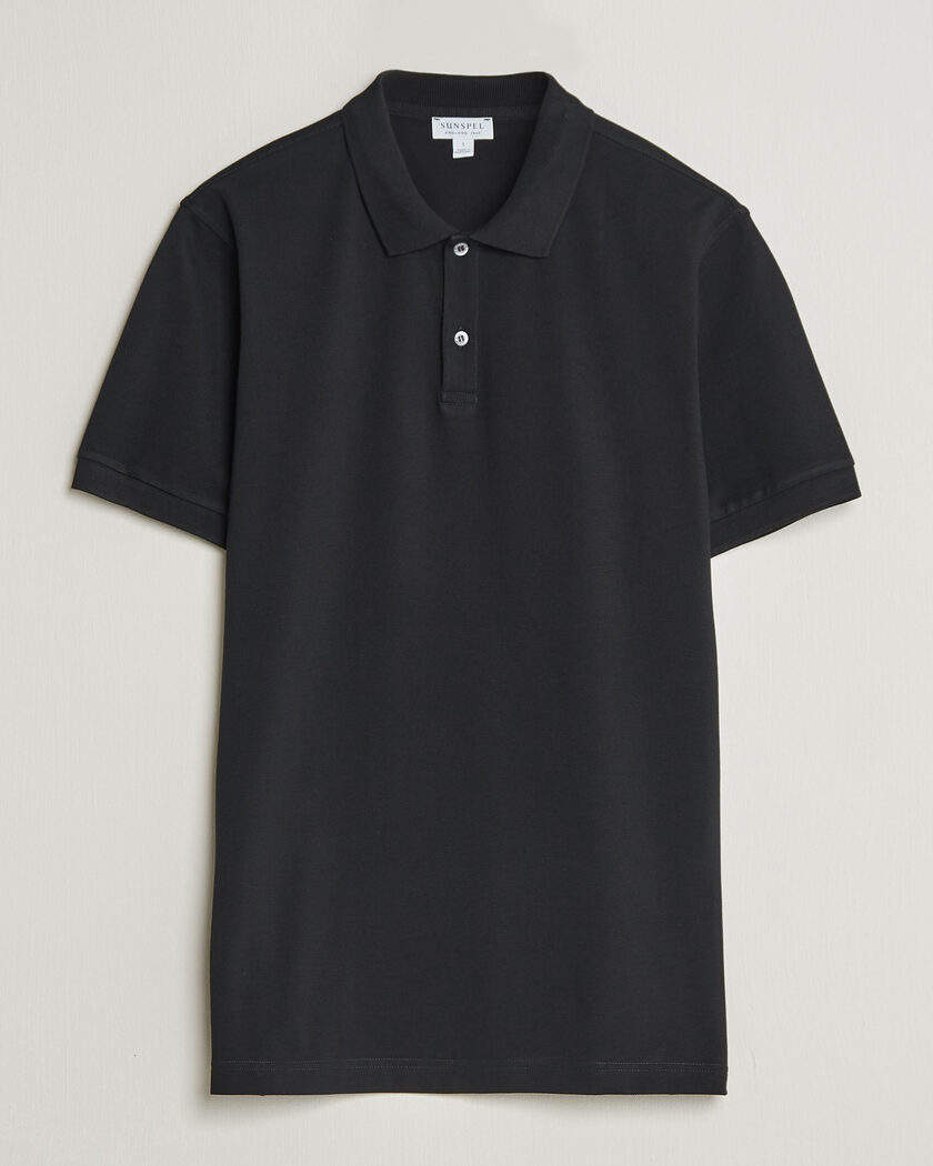 Sunspel Short Sleeve Pique Polo Black – Noir