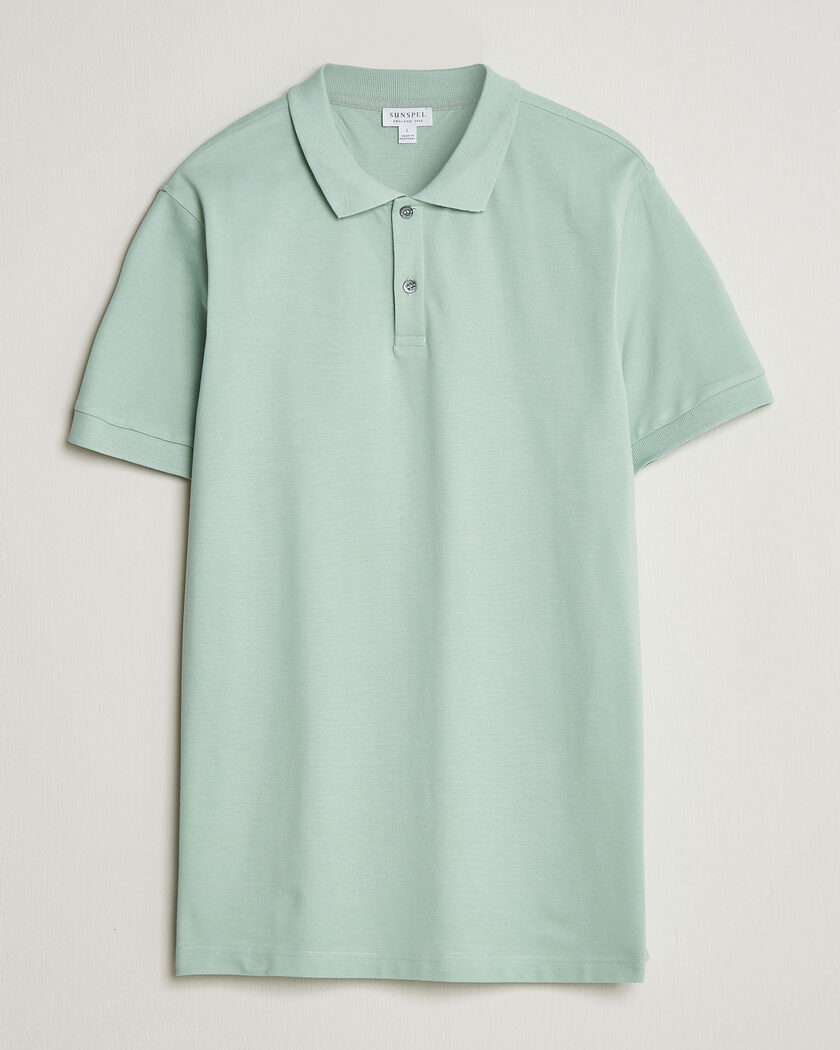 Sunspel Short Sleeve Pique Polo Laurel Green – Vert