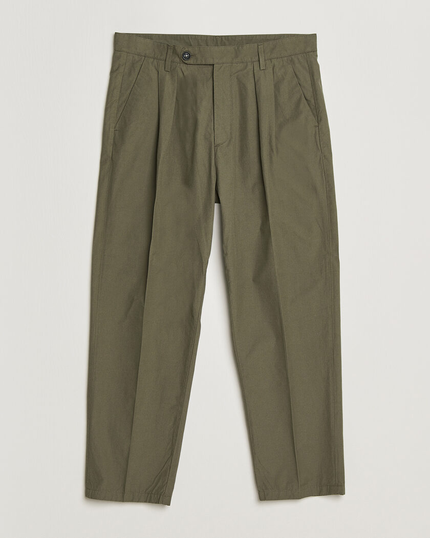 Massimo Alba Stan Pleated Chinos Military – Vert