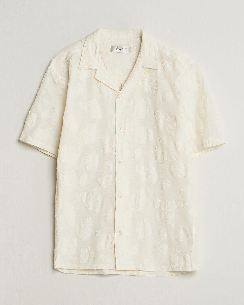 Forét Peer Jaquard Short Sleeve Shirt Cloud – Blanc