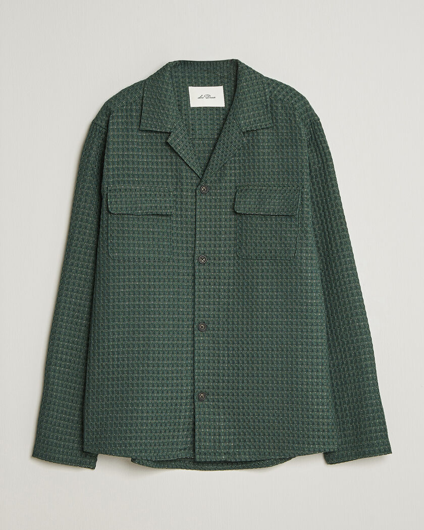 LES DEUX Check Seersucker Overshirt Pine Green – Vert