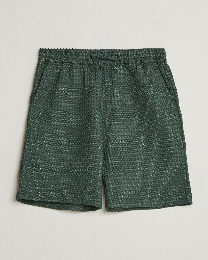 LES DEUX Check Seersucker Casual Shorts Pine Green – Vert