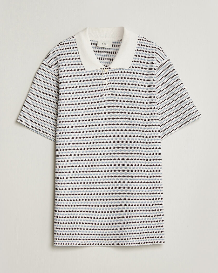 LES DEUX Knitted Stripe Polo Eggnog White – Blanc