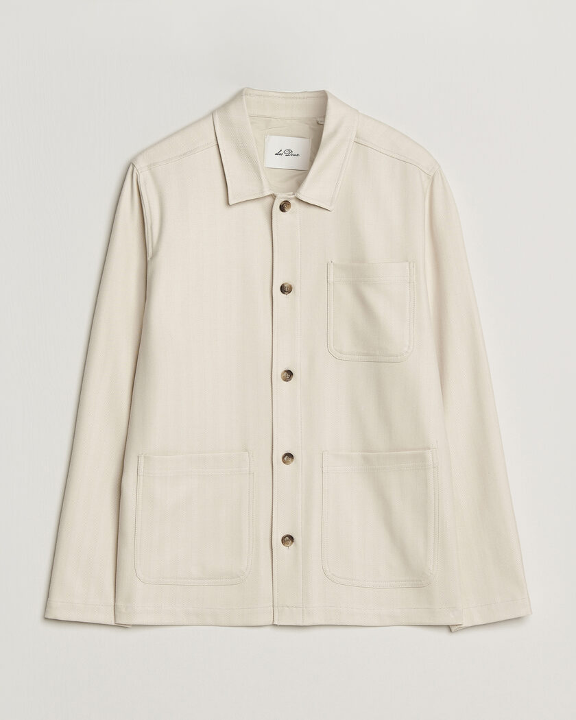 LES DEUX Herringbone Overshirt Ivory – Blanc