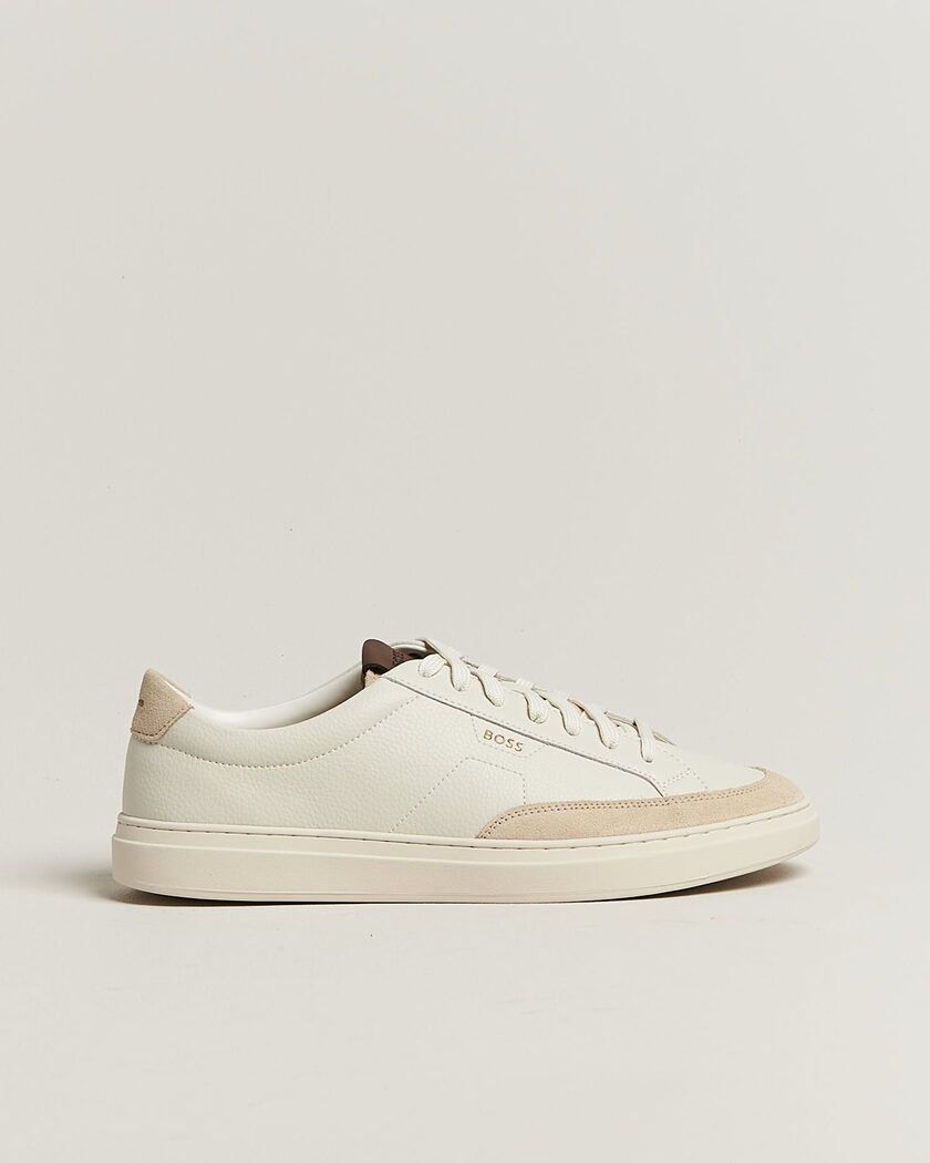 BOSS BLACK Kieran Leather/Suede Sneaker Open White – Blanc