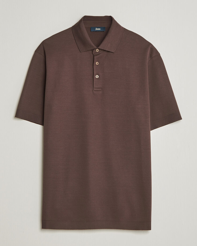 Herno Micro Piquet Polo Brown – Marron