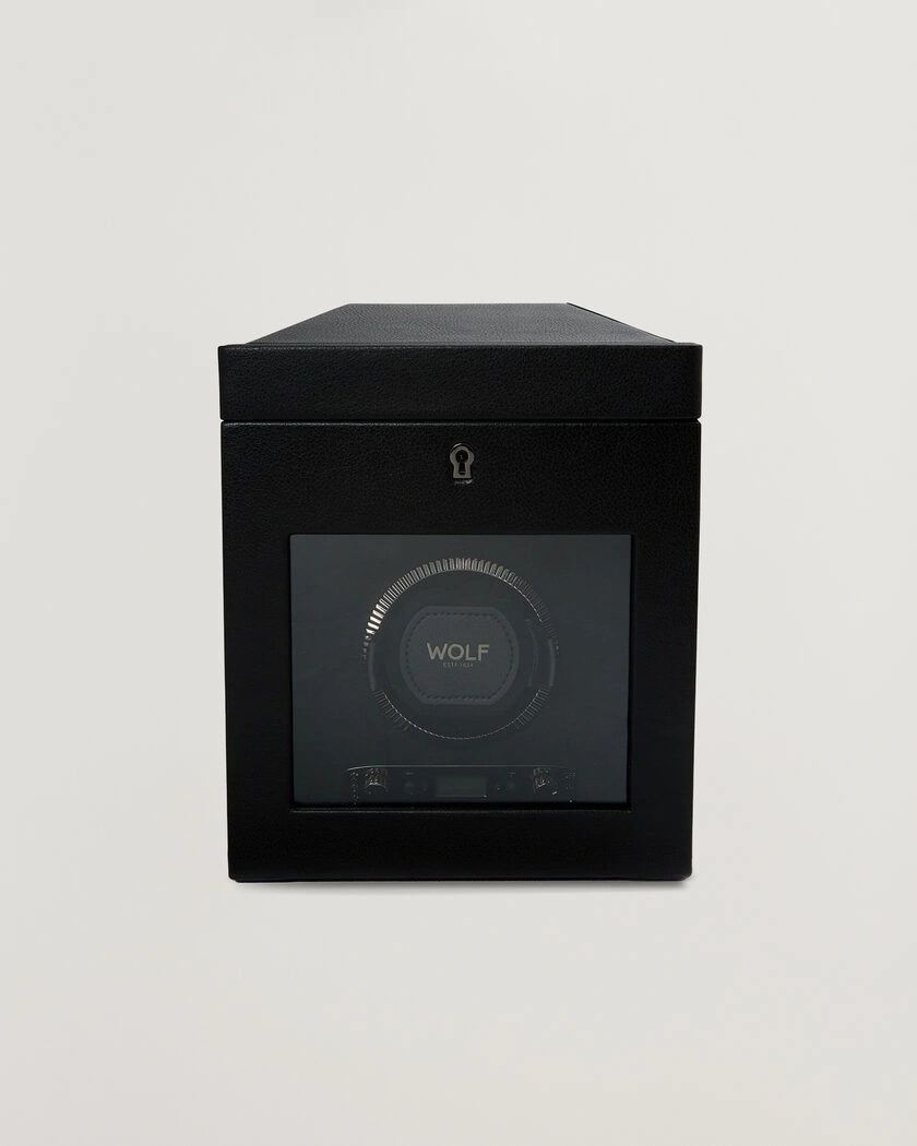 WOLF British Racing Single Watch Winder With Storage Black – Noir