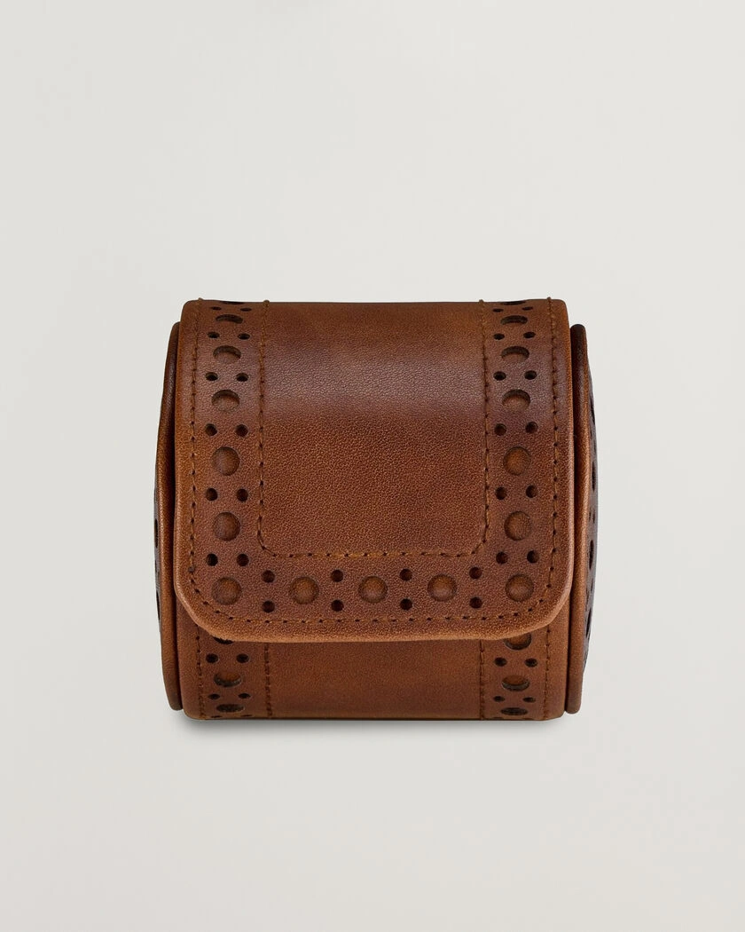 WOLF Brouge Single Watch Roll Burnished Brown – Marron
