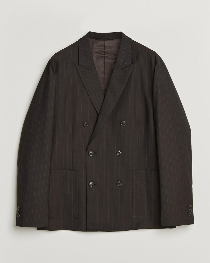 NN07 Jordin Pinstriped Double Breasted Blazer Dark Brown – Marron