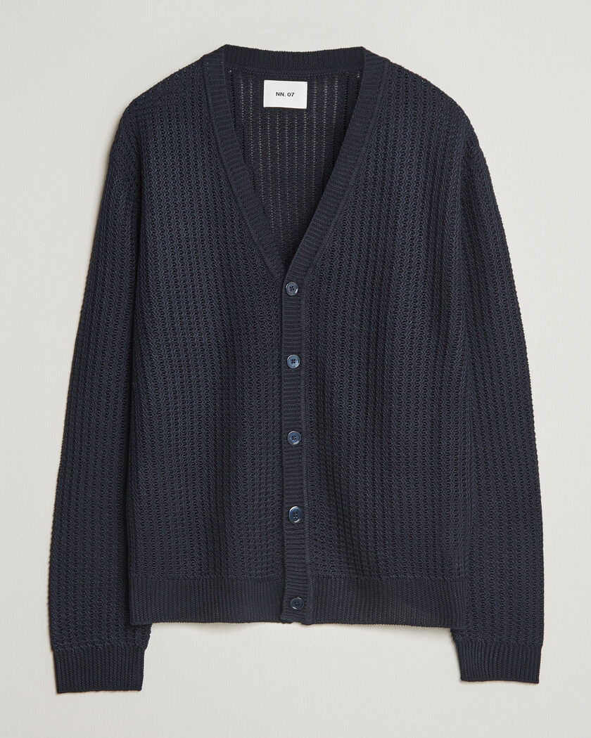 NN07 Tim Linen Knitted Cardigan Navy Blue – Bleu