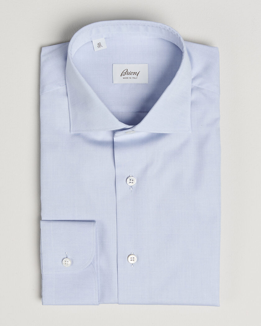 Brioni Poplin Cotton Dress Shirt Light Blue – Bleu