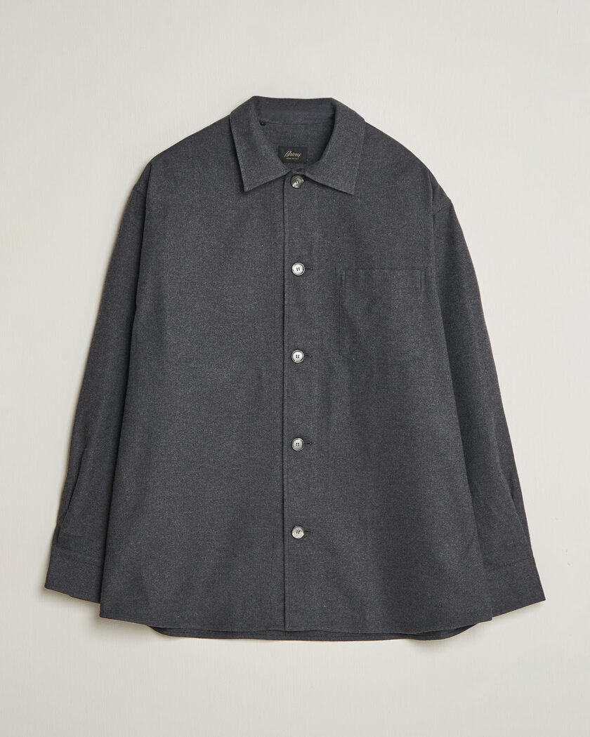 Brioni Cotton/Cashmere Overshirt Grey Melange – Gris