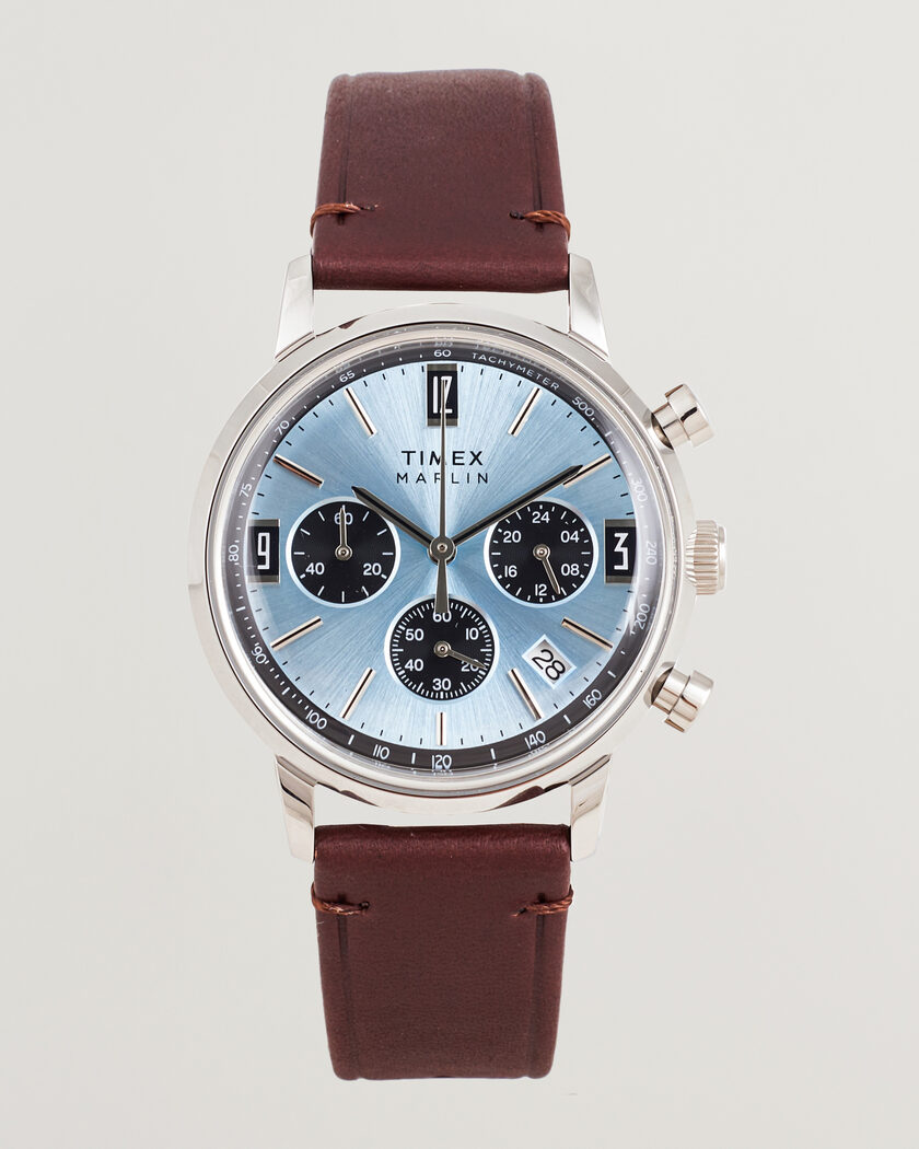 Timex Marlin Quartz Chronograph Leather 40mm Ice Blue Dial – Bleu