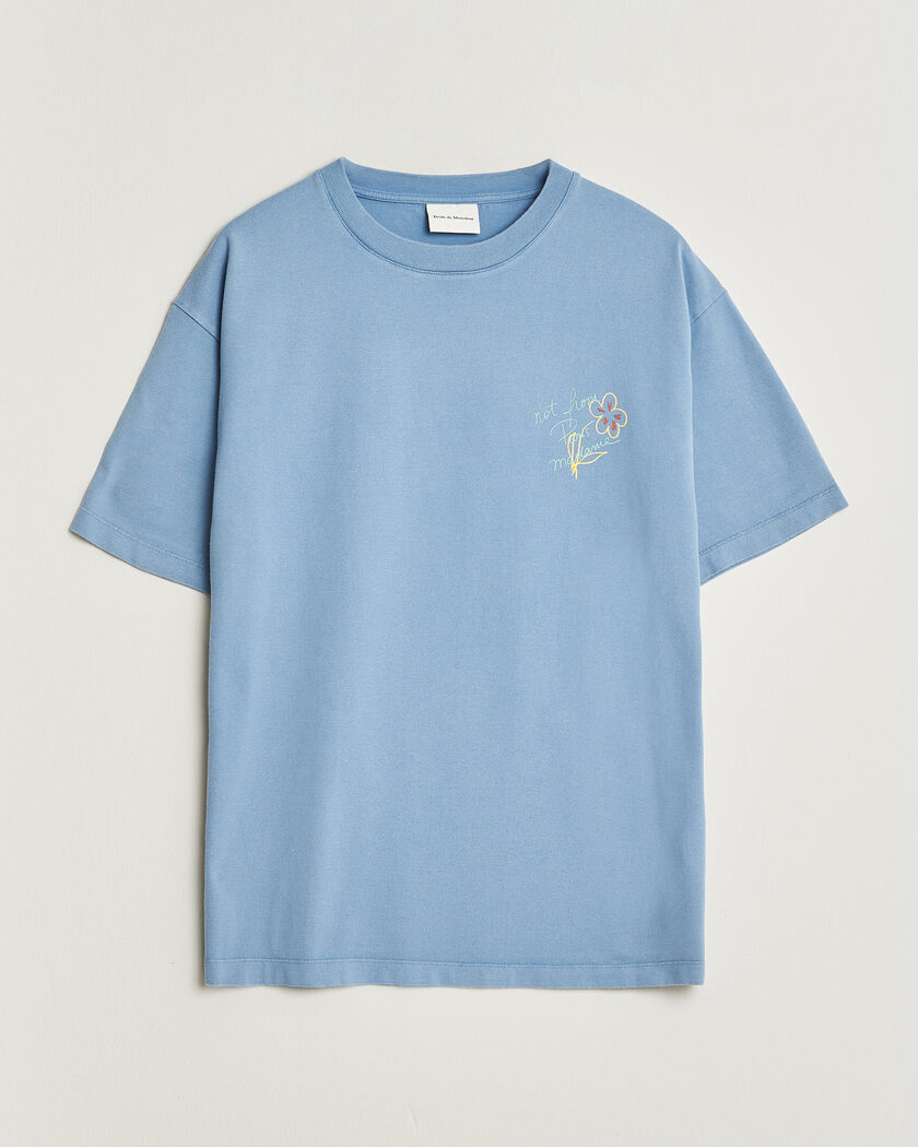 Drôle de Monsieur Esquisse Slogan T-shirt Light Blue – Bleu