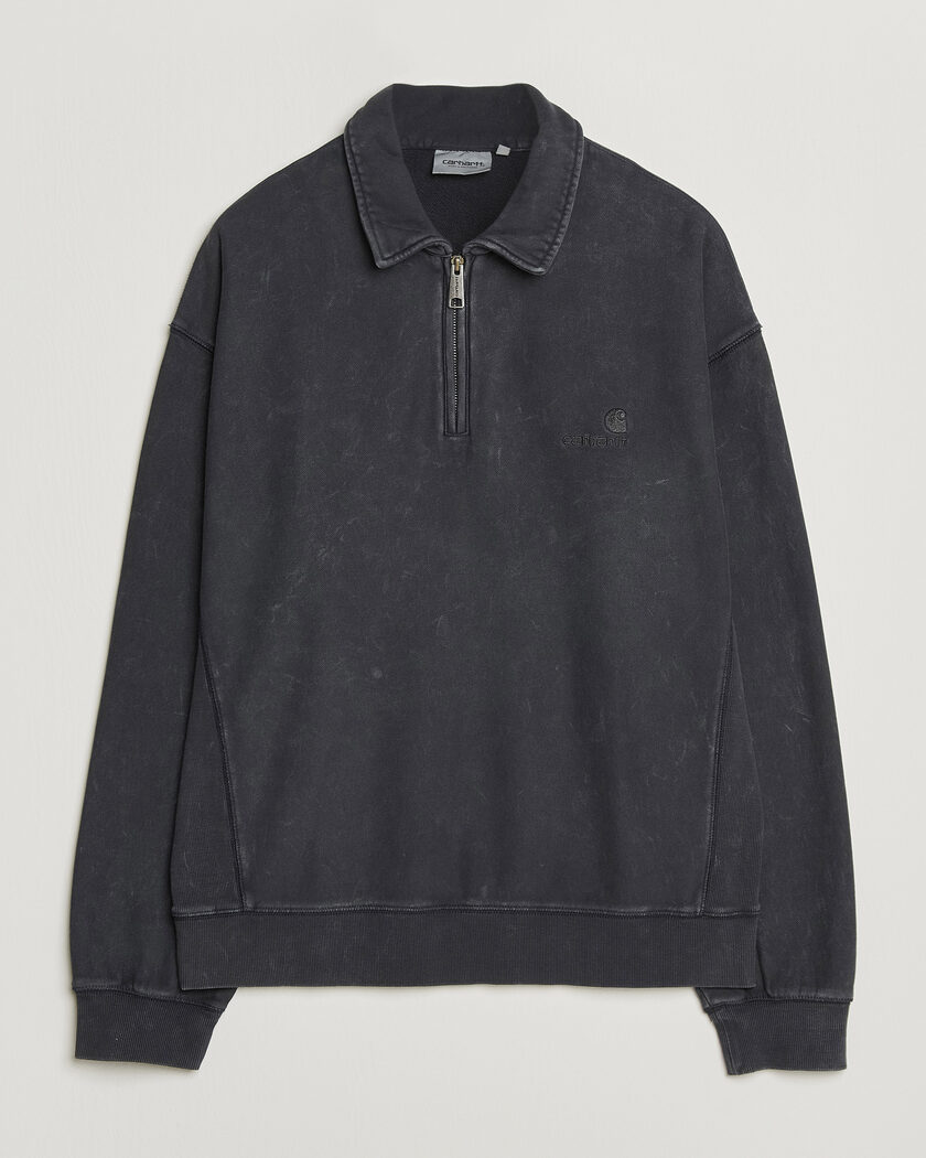 Carhartt WIP Lambert Washed Polo Sweatshirt Black Moon Wash – Gris
