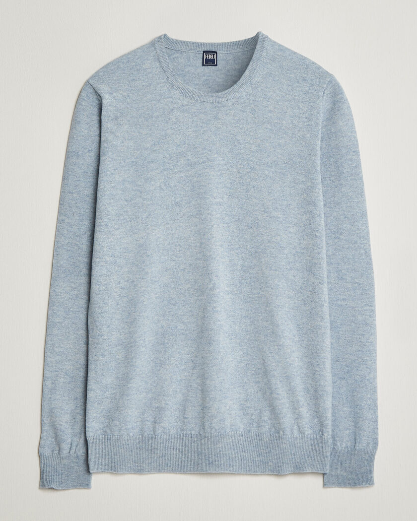Fedeli Pure Cashmere Crew Neck Light Blue – Bleu