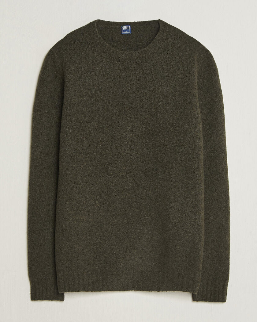 Fedeli Cashmere Blend Boucle Sweater Forest Green – Vert